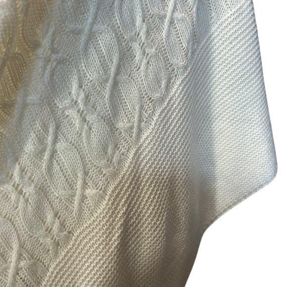 Cable Knit Poncho Cape NWT Kim Rogers Curvy Ivory 1X Sleeveless Boho Y2K Casual - Picture 4 of 8
